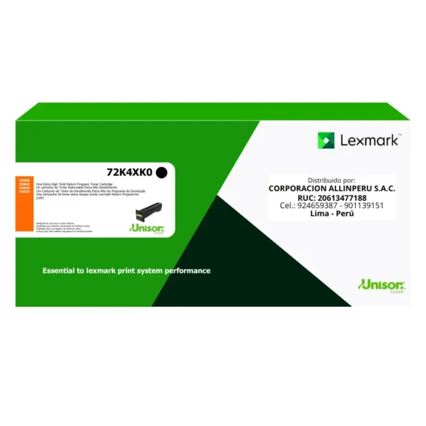 Toner Lexmark 72K4XK0 Negro - 33000 Páginas Original