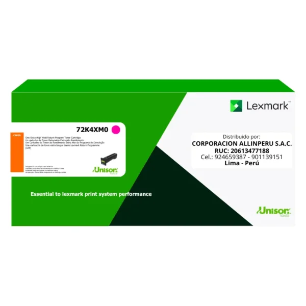 Toner Lexmark 72K4XM0 Magenta Original CS820 - 22000 Páginas | Comprar Online