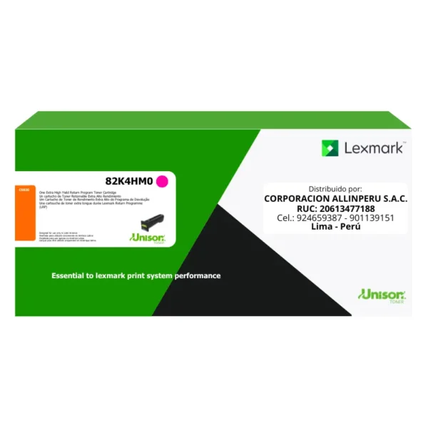 Toner Lexmark 82K4HM0 Magenta Original CX820 CX825 CX862 - 17000 Páginas