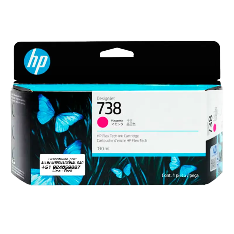 498N6A-1 Tinta HP 738 magenta 130ml – Modelo 498N6A