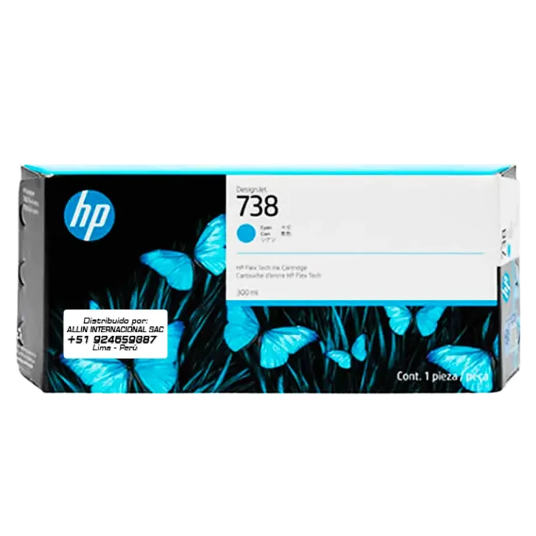 Tinta HP 738 Cyan 300ml – Modelo 676M6A