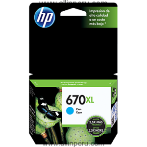 Tinta HP® 670XL Cyan CZ118AL, 750 Páginas