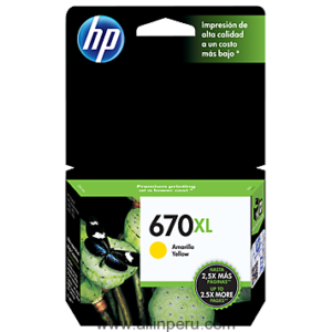 Tinta HP® 670XL Yellow CZ120AL, 750 Páginas