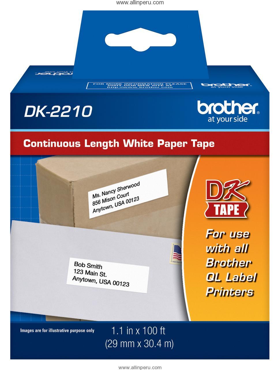Cinta Brother DK-2210 29″Mm X-30.4″Mm , Negro / Blanco