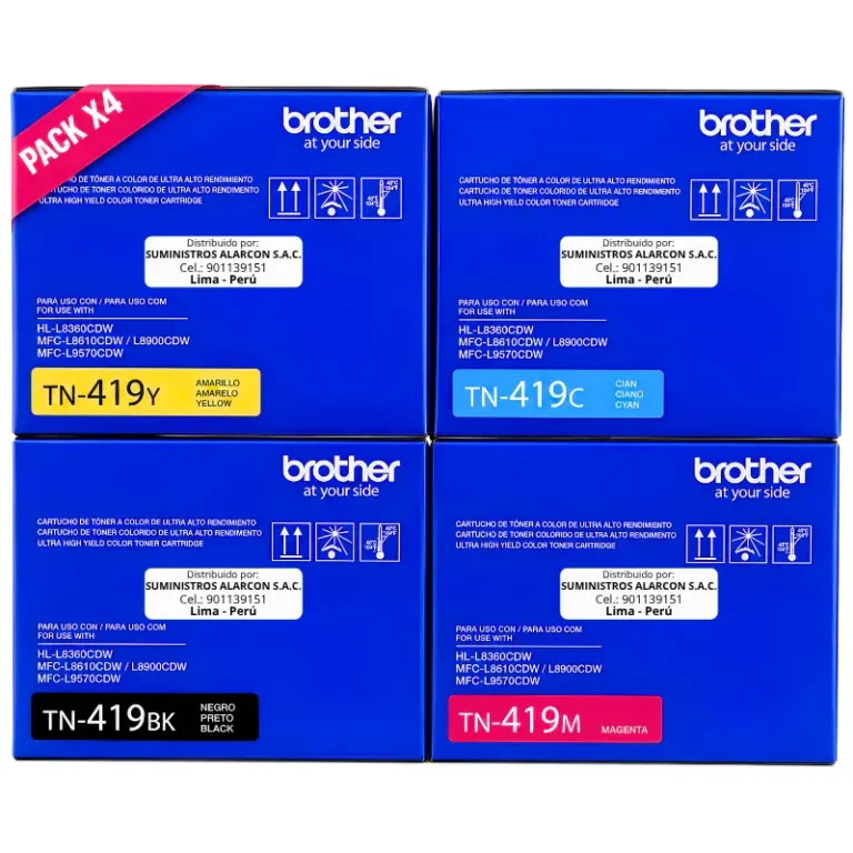 Kit Tóner Brother TN-419 original 4 colores 9000 páginas