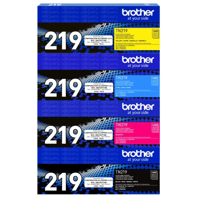 Toner Brother TN-219 kit completo cuatro cartuchos CMYK originales sellados