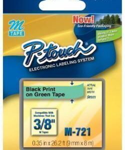 Cinta Brother M-721 3/8″ (9Mm) , Negro & Verde Metalizado