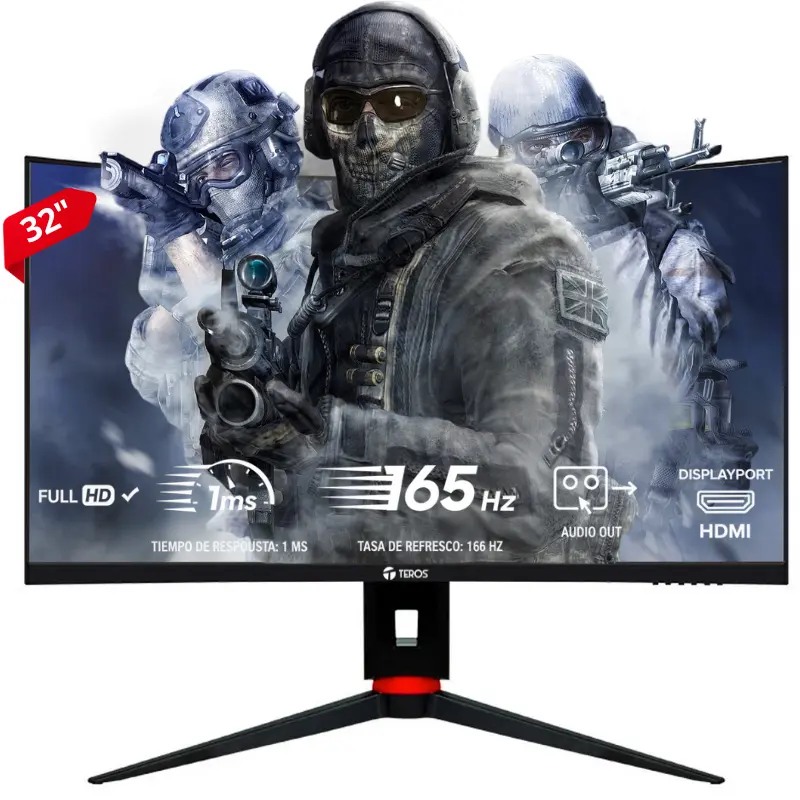 Monitor curvo gaming Teros TE-3215G 31.5 FHD VA, 165 Hz, 1 ms, HDMI