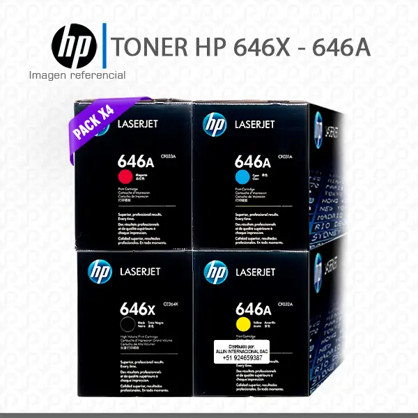 Kit 4 Toner HP 646X Negro 646A Color LaserJet CM4540