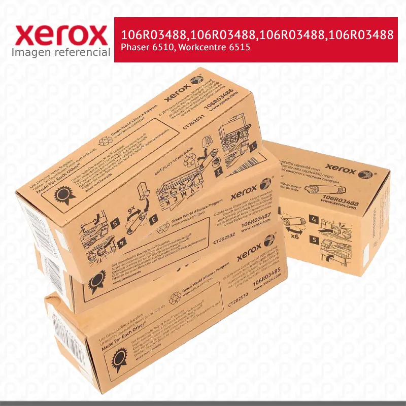 Pack-106R03488106R03488106R03488106R03488-Phaser-6510-Workcentre-6515 Pack Toner Xerox Phaser 6510, Workcentre 6515 Alta capacidad