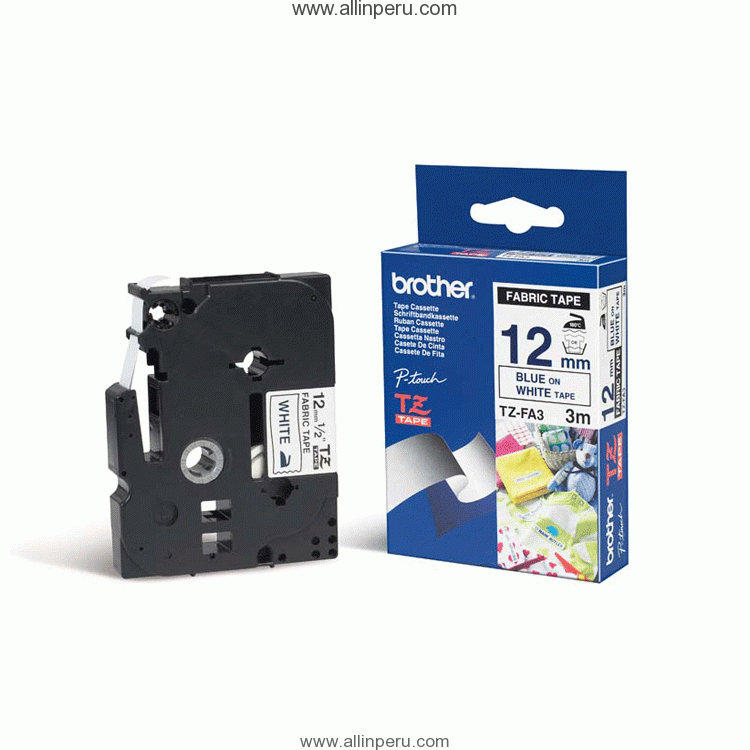 Cinta Brother TZ-FA3 1/2″ (12Mm), Azul marino & blanco