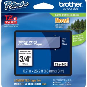 Cinta Brother TZE-145 18 Mm., Blanco & Transparente