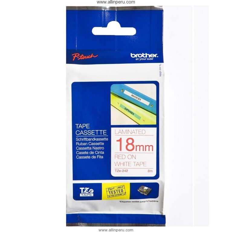 Cinta Brother TZE-242 18 Mm. , Rojo & Blanco