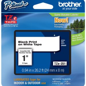 Cinta Brother TZE-251 1″ (24Mm), Negro & blanco