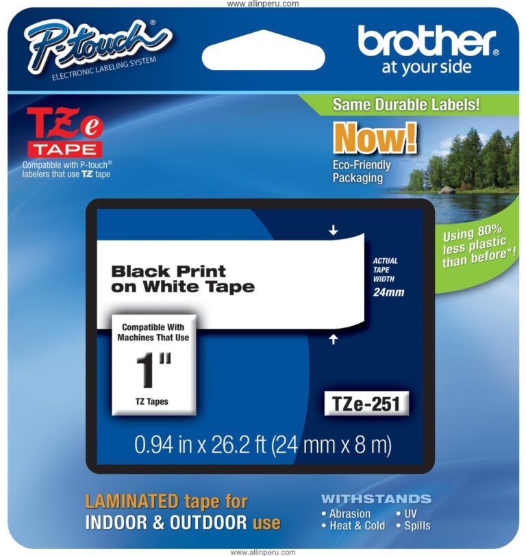 Cinta Brother TZE-251 1″ (24Mm), Negro & blanco