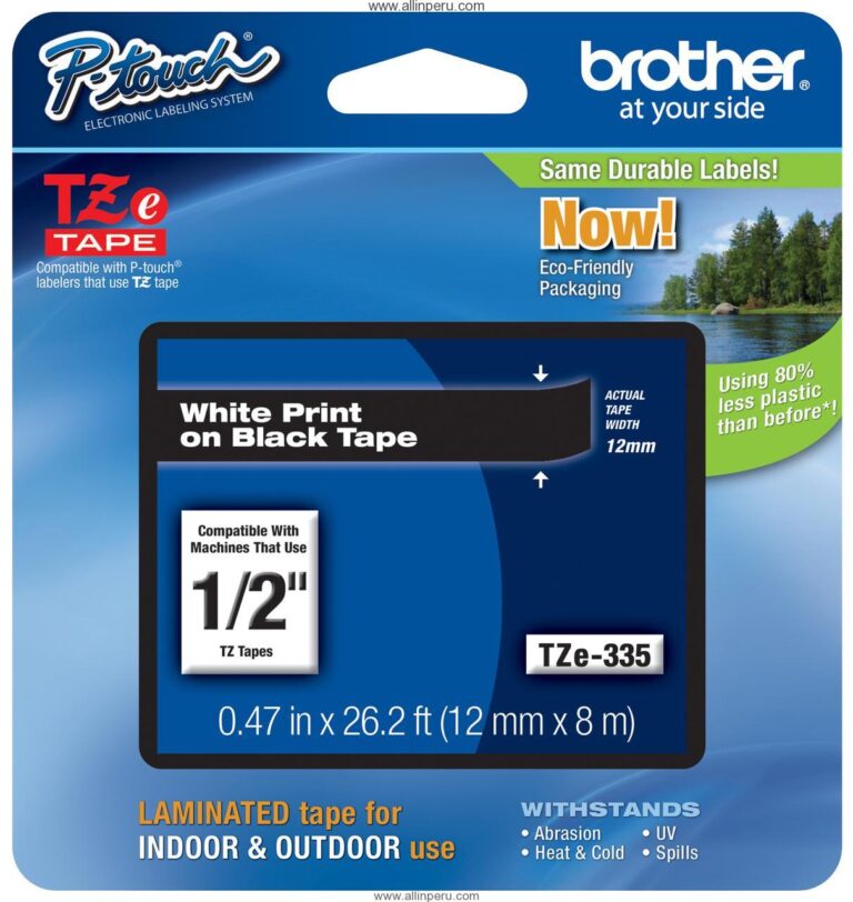 Cinta Brother TZE-335 12 Mm. , Blanco & Negro