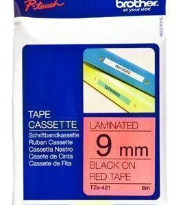 Cinta Brother TZE-421 3/8″ (9Mm) , Negro & rojo
