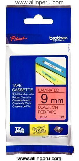 Cinta Brother TZE-421 3/8″ (9Mm) , Negro & rojo
