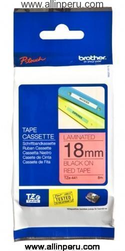 Cinta Brother TZE-441 18 Mm. X 8 Mts., Negro & Rojo