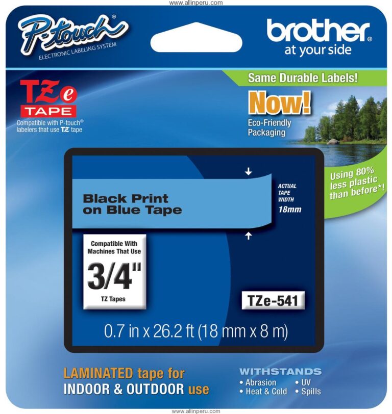 Cinta Brother TZE-541 18 Mm. X 8 Mts. , Negro & Azul