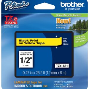 Cinta Brother TZE-631 1/2″ (12Mm) , Negro & amarillo