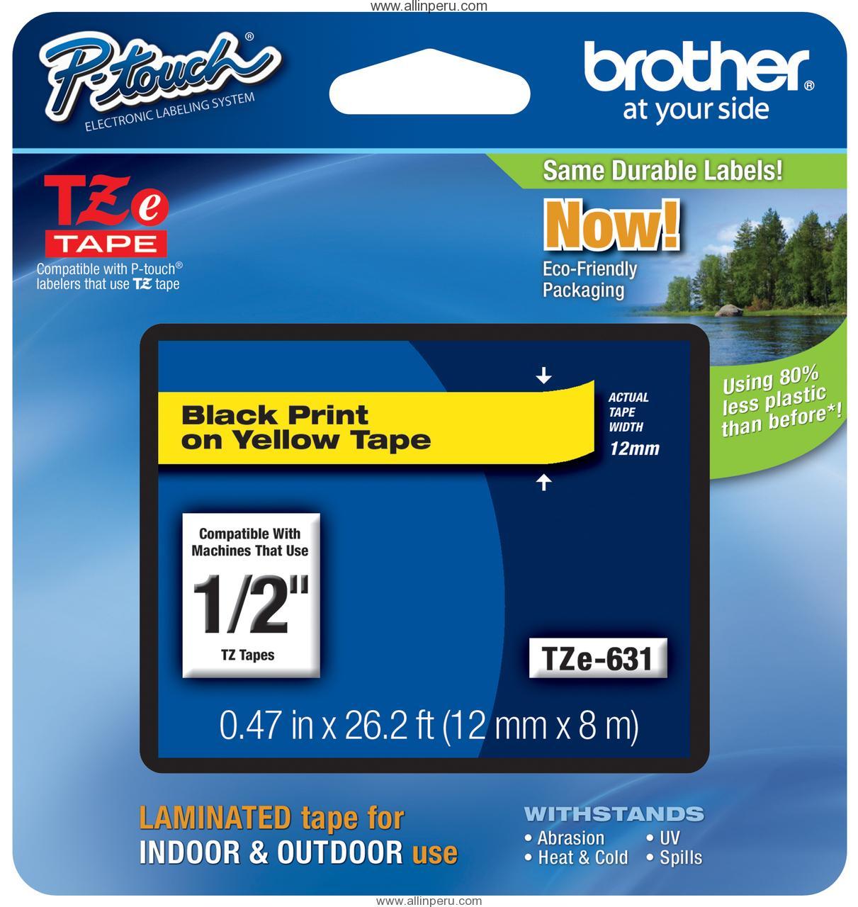 Cinta Brother TZE-631 1/2″ (12Mm) , Negro & amarillo