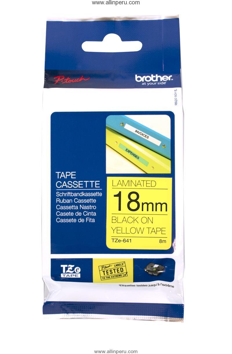 Cinta Brother TZE-641 3/4″ (18Mm) , Negro & amarillo