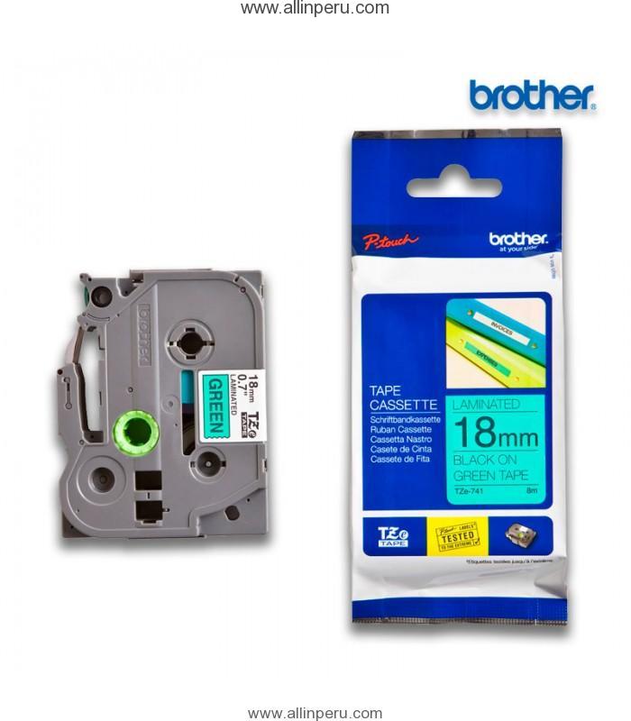 Cinta Brother TZE-741 3/4″ (18Mm) , Negro & verde
