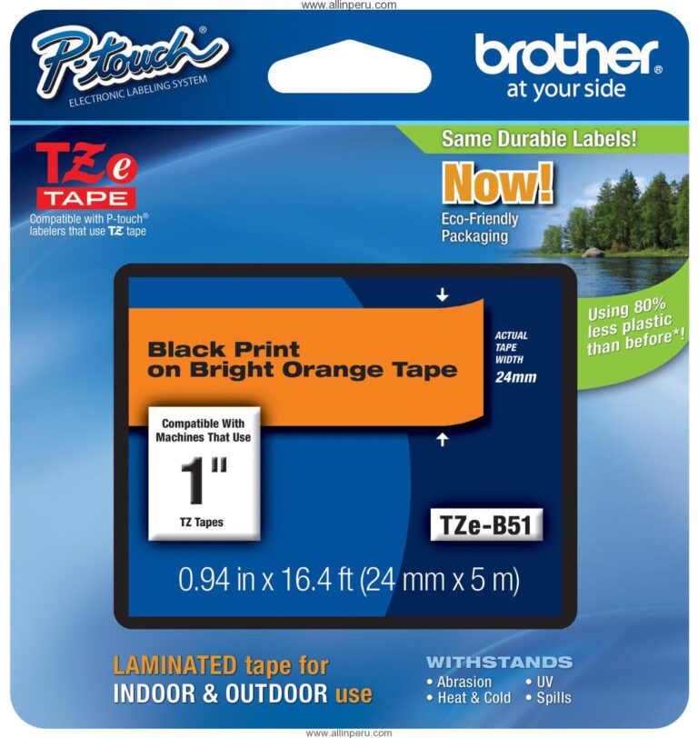 Cinta Brother TZE-B51 24 Mm. X 8 Mts. , Negro & Naranja Fosforescente