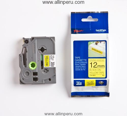 Cinta Brother TZE-S631 1/2″ (12Mm) , Cinta industrial negra & amarillo