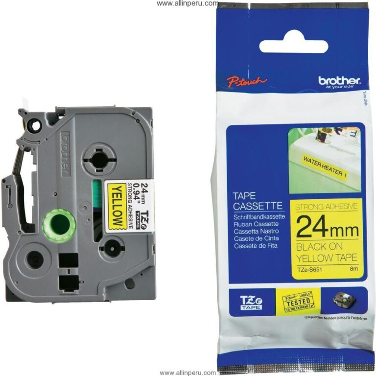 Cinta Brother TZE-S651 1″ (24Mm), Negro & amarillo