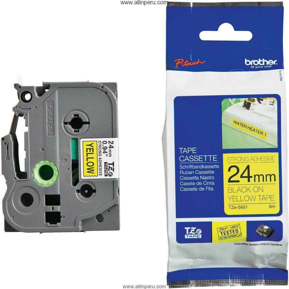 Cinta Brother TZE-S651 1″ (24Mm), Negro & amarillo
