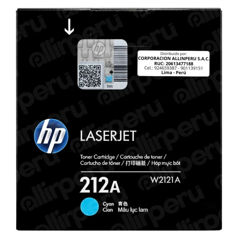 Tóner HP 212A Cyan W2121A LaserJet Enterprise M555 M554 M578