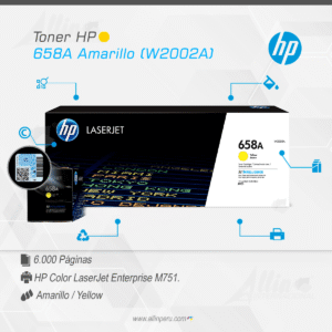 Toner HP 658A Amarillo W2002A para LaserJet M571