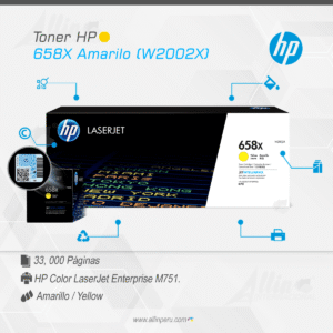 Toner HP 658X Amarillo W2002X para LaserJet M571 Alto Rendimiento