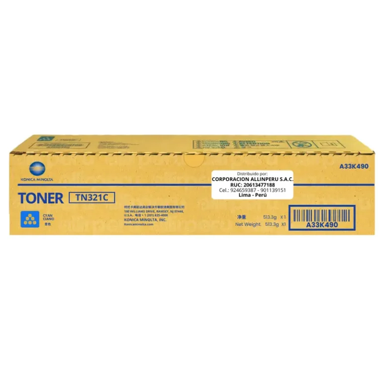 Toner Konica Minolta TN-321C Cyan Bizhub C224, C224e A33K490