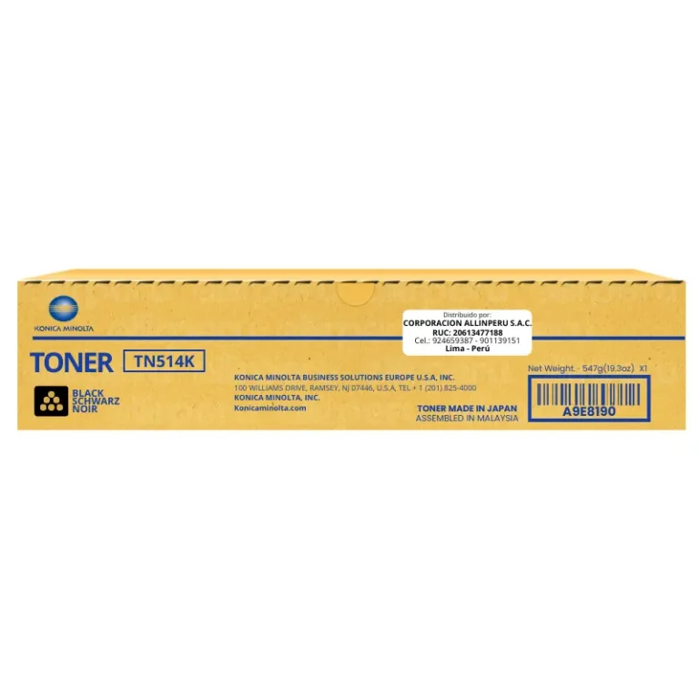Toner Konica Minolta TN-514K Black A9E8190 para Bizhub C-458, 558