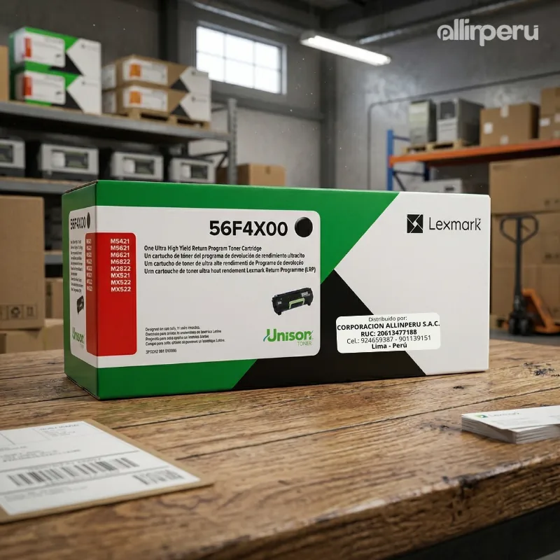 Foto de tóner Lexmark 56F4X00 dimensiones caja original 31.2 cm