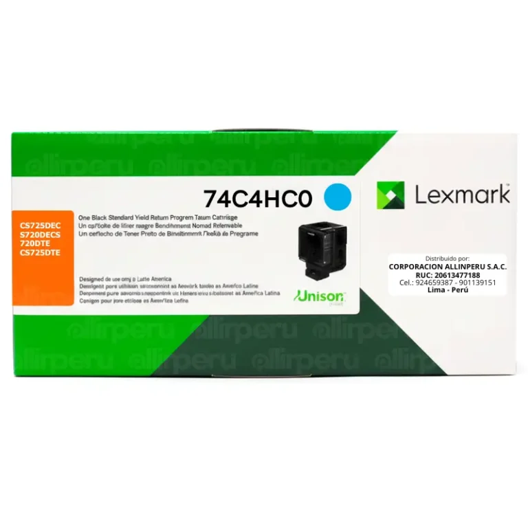 Toner Lexmark 74C4HC0 Cyan 12,000 páginas