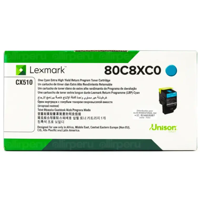 Toner Lexmark 80C8XC0 Cyan 4,000 páginas