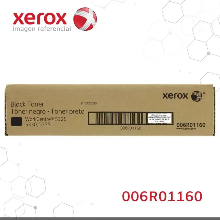 Etiqueta del tóner Xerox 006R01160 con SKU y datos de rendimiento