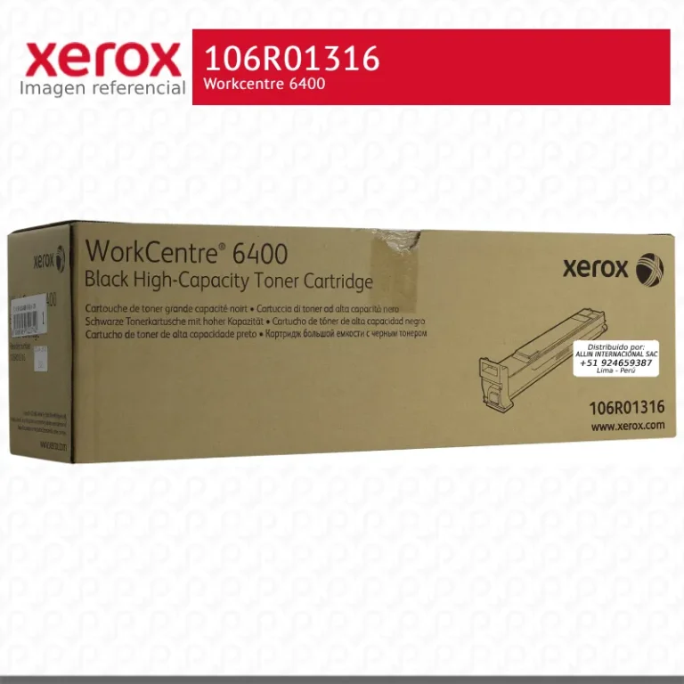 Toner Xerox 106R01316 Negro 12K Workcentre 6400 Alta capacidad