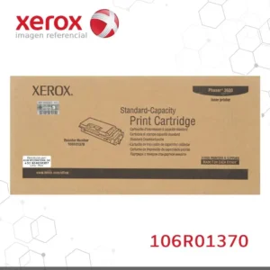 Cartucho de tóner Xerox 106R01370 negro extraído de la caja, vista lateral