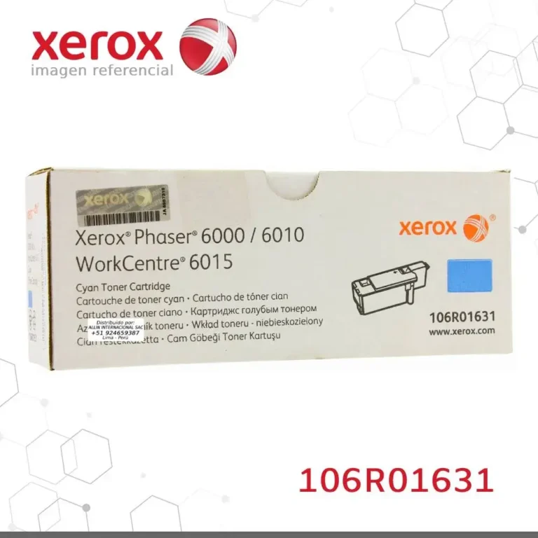 Toner Xerox 106R01631 Cian 1K Phaser 6000, 6010, WorkCentre 6015 Capacidad estandar