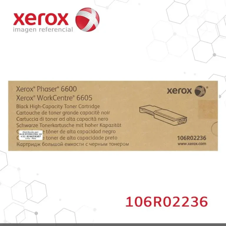 Tóner Xerox 106R02236 negro lateral caja con datos técnicos