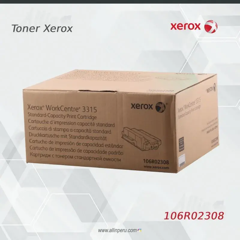 Cartucho tóner Xerox 106R02308 con etiqueta de rendimiento 2300 páginas visible