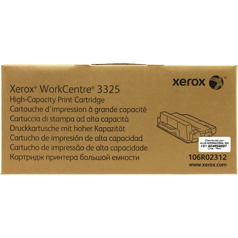 Caja original del tóner Xerox 106R02312 con etiqueta de seguridad