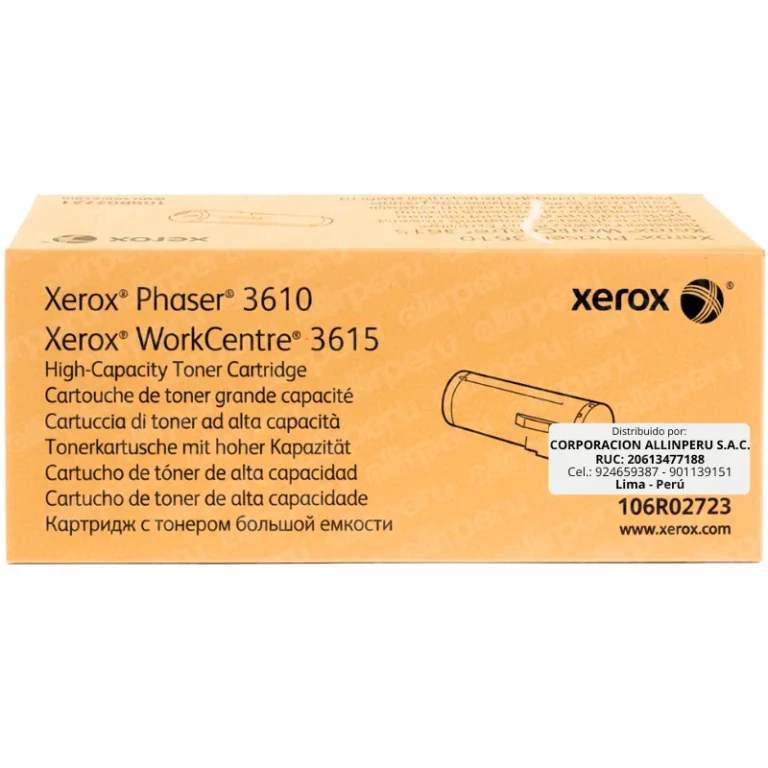 Foto de toner Xerox 106R02723 negro original caja sellada vista frontal