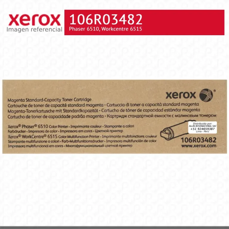 Toner Xerox 106R03482 Magenta 1K Phaser 6510, Workcentre 6515 Capacidad Estándar