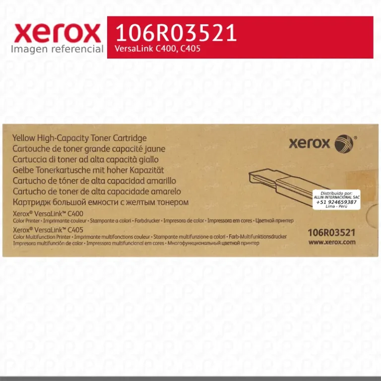 Toner Xerox 106R03521 Amarillo 4.8K VersaLink C400, C405 Alta capacidad